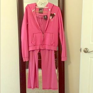 VS Pink two piece sweatsuit medium pants large top